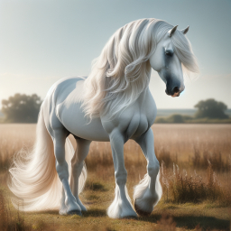 Ethereal White Stallion at Dawn: A Serene Moment in Nature's Embrace