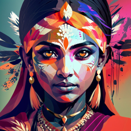 Vibrant Tribal Elegance: A Dynamic Artistic Portrait of a Woman in Profile