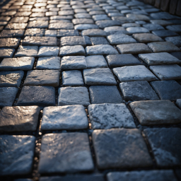 Sunlit Cobblestone Path: A Journey Through Time and Texture