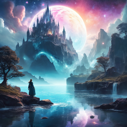Moonlit Majesty: A Serene Castle by the Water's Edge