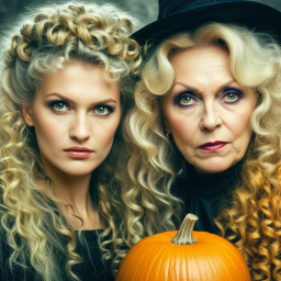 Elegant Fantasy Costumes and Festive Pumpkin: A Themed Halloween Celebration