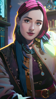 Fantasy Animated Character Portrait: Red-Haired Young Woman in Medieval Attire