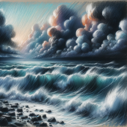 Stormy Sunset Over Rugged Coastal Waves