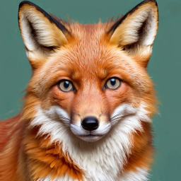 Striking Portrait of a Red Fox with Distinctive Fur and Blue Eyes in a Controlled Setting