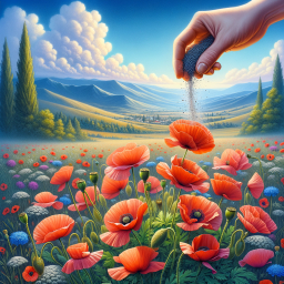 Sowing Seeds of Serenity: Cultivating Vibrant Red Poppies in a Peaceful Landscape