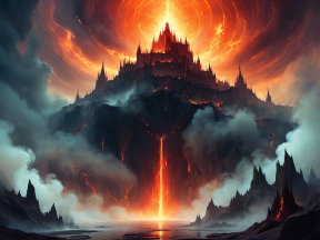 Fiery Tempest Over the Ancient Coastal Fortress: A Mythical Clash of Elements