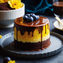 Decadent Layered Chocolate and Cream Cheese Cake with Blueberry Garnish: A Perfect Tea-Time Dessert