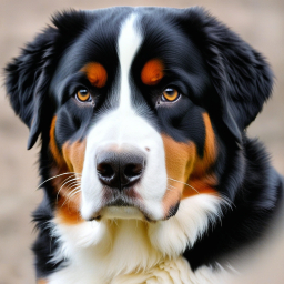 Striking Tricolor Dog with a Thoughtful Gaze: A Captivating Canine Portrait