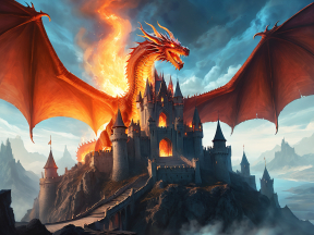 Fiery Dragon Siege: Epic Battle at the Coastal Castle