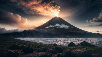 Fiery Fury: A Dramatic Volcanic Eruption Amidst Ash and Lava
