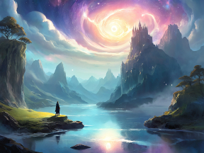 Tranquil Horizons: A Mystical Castle Beneath the Cosmic Nebula