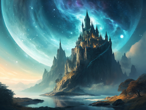 Enchanted Castle at Twilight: A Majestic Medieval Fantasy Landscape