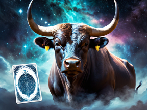 Cosmic Bull and The Star: A Mystical Tarot Vision