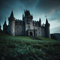 Majestic Medieval Castle Amidst Dramatic Skies and Lush Surroundings