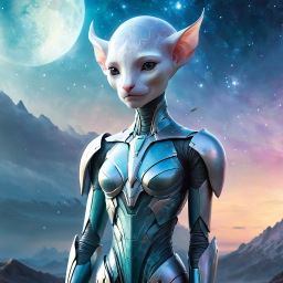 Futuristic Catgirl Warrior in a Sci-Fi Space Setting