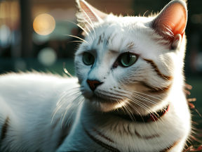 Focused Gaze: A Striking Tabby-Pointed Siamese Cat in Warm Outdoor Light