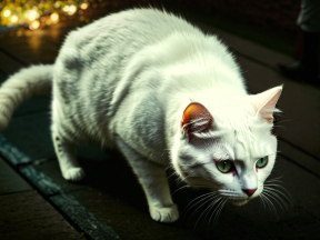Tabby Cat Walking on Wet Surface After Rain