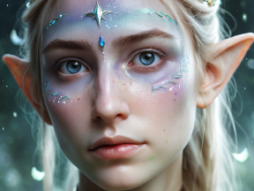 Enchanting Elf: A Celestial Fantasy Portrait with Magical Starry Makeup