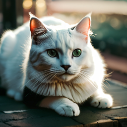 Serene Moments: A Fluffy Cat in Quiet Contemplation
