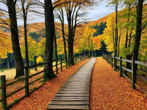 Serene Autumn Trail: A Vibrant Fall Walk Through Nature's Colors