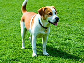 Happy Brown Dog Enjoying Outdoor Time on Grass