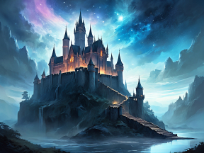 Enchanted Gothic Castle Floating in a Mystical Sky