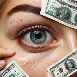 Through the Eyes of Wealth: A Close-Up Portrait Blended with US Currency