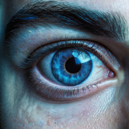 Close-Up of a Blue Human Eye in Sharp Focus