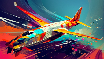 Dynamic Artistic Representation of a Stylized Fighter Jet in Motion