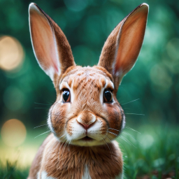 Alert Brown Rabbit with White Markings in Natural Outdoor Setting