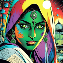 Emerald Enchantress: A Mythical Fusion of Nature and Light in Graphic Novel Art