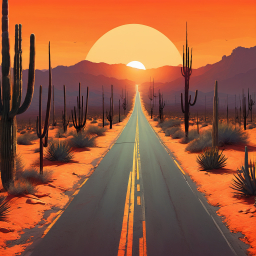 Sunset Serenity: A Desert Road Through the American Southwest