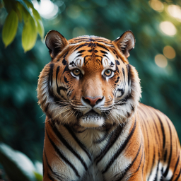 Majestic Tiger in Natural Habitat Displaying Distinctive Striped Fur Pattern
