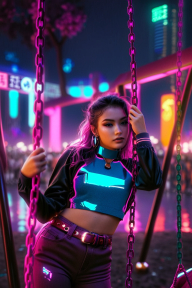 Neon Nights: Urban Swing Under Vibrant Lights