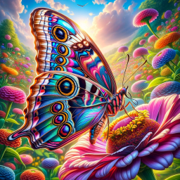 Vibrant Butterfly Amidst a Tropical Floral Wonderland