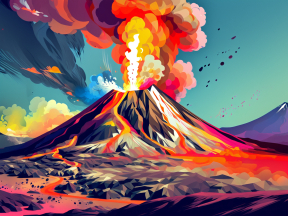 Vibrant Volcanic Eruption: A Dramatic and Fantastical Illustration of Nature's Fury