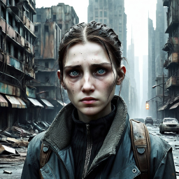 Amidst the Ruins: A Lone Guardian in a Post-Apocalyptic World