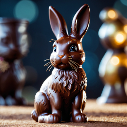 Dark Chocolate Easter Bunny with Decorative Leaf Accents
