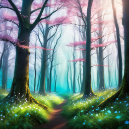 Enchanted Spring Pathway Through Blossoming Forest