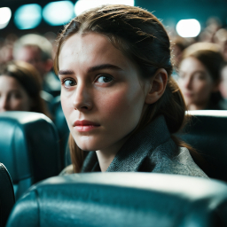 Pensive Woman Seated by the Aisle on an Airplane Before Takeoff