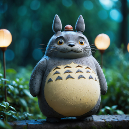 Totoro in a Magical Lantern-Lit Night Garden