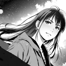 Cheerful Anime Girl Under a Starry Twilight Sky