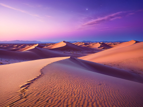 Serene Desert Dunes Beneath a Twilight Sky with Celestial Glow