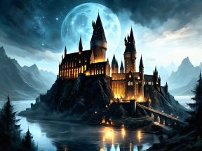Enchanted Fortress: A Mystical Castle Beneath the Full Moon