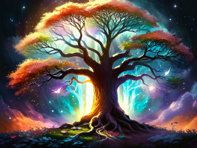 The Enchanted Cosmic Tree: A Mystical Portal to a Fantastical Realm