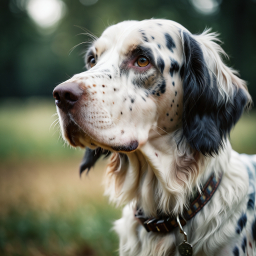 Close-Up Portrait of a Spotted English Springer Spaniel in Natural Outdoor Light