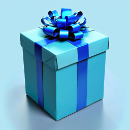 Large Blue Gift Box with Ribbon Against Light Background