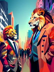 Urban Kings: Anthropomorphic Lions in Suits