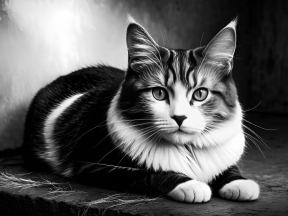 Curious Striped Cat Sitting Outdoors on Concrete Surface