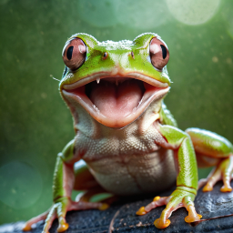 Close-Up of a Vibrant Frog with an Expressive Gaze in a Natural Setting